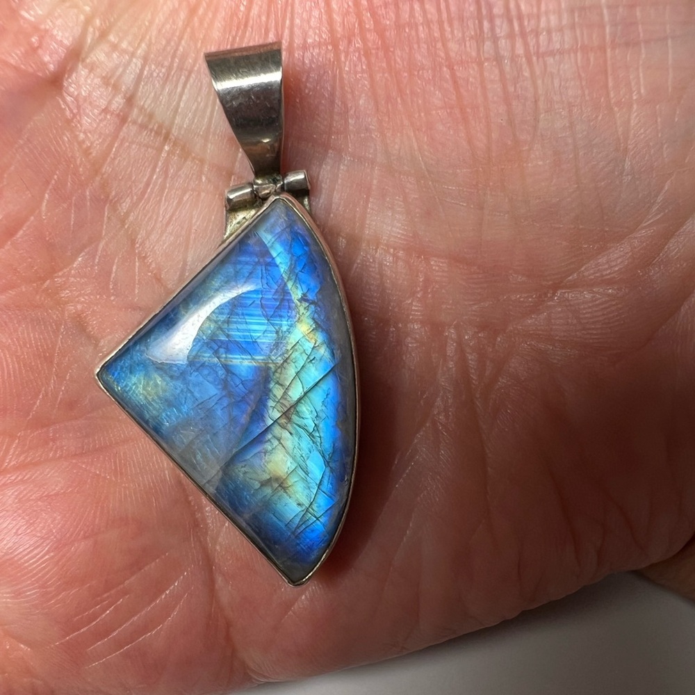 Labradorite Solid Sterling Silver 925 Necklace Pe… - image 3